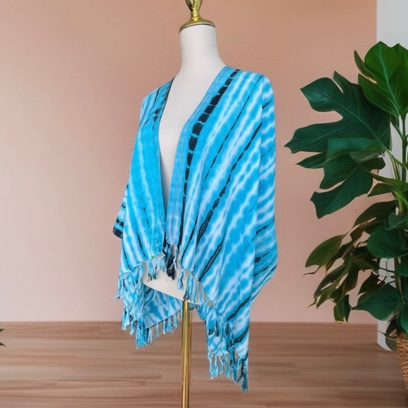 0099/ Blue Black cardigan Outer, Short Kimono - Picture 7 of 8